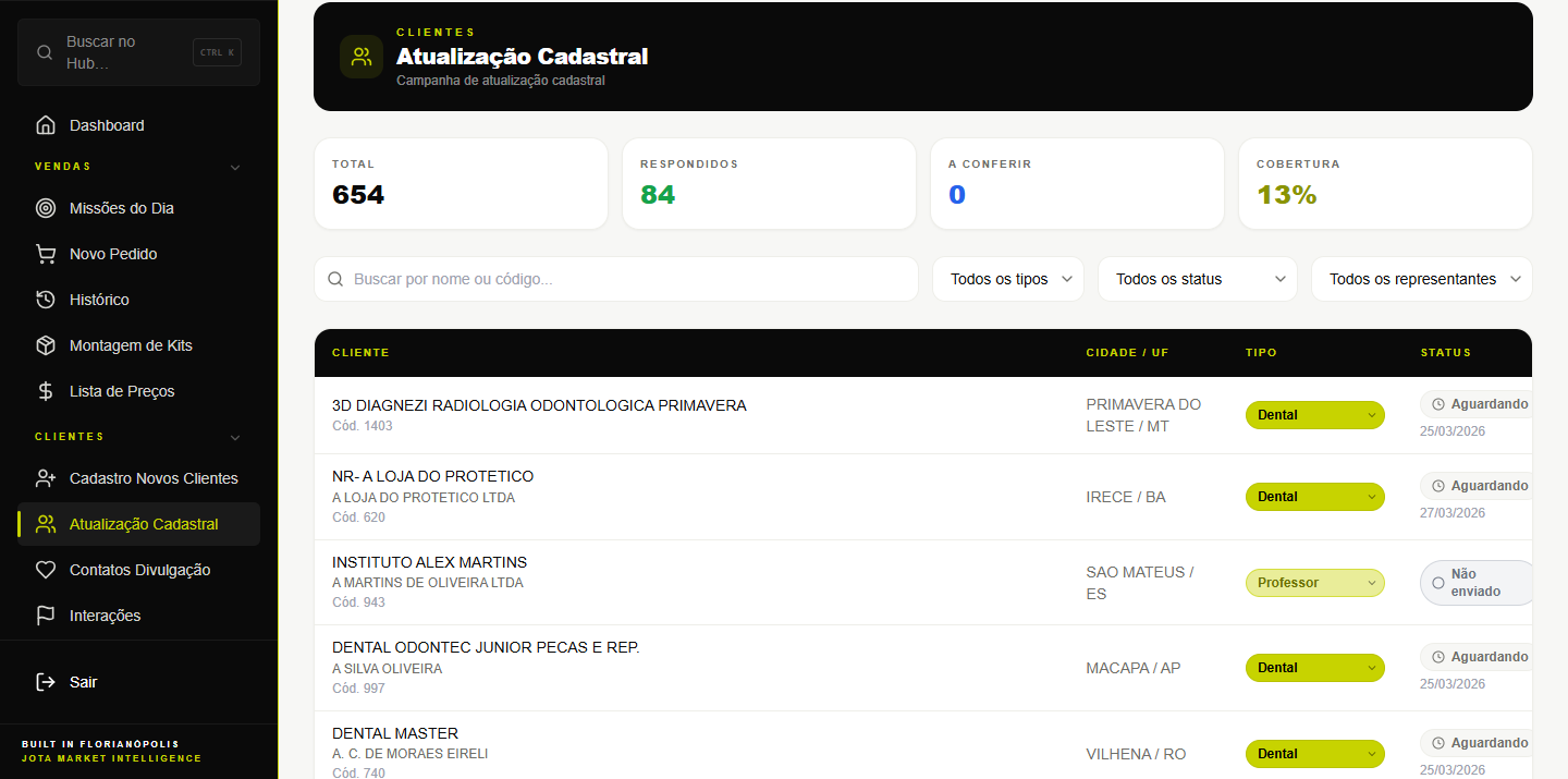 Atualização Cadastral — the customer keeps their own record current